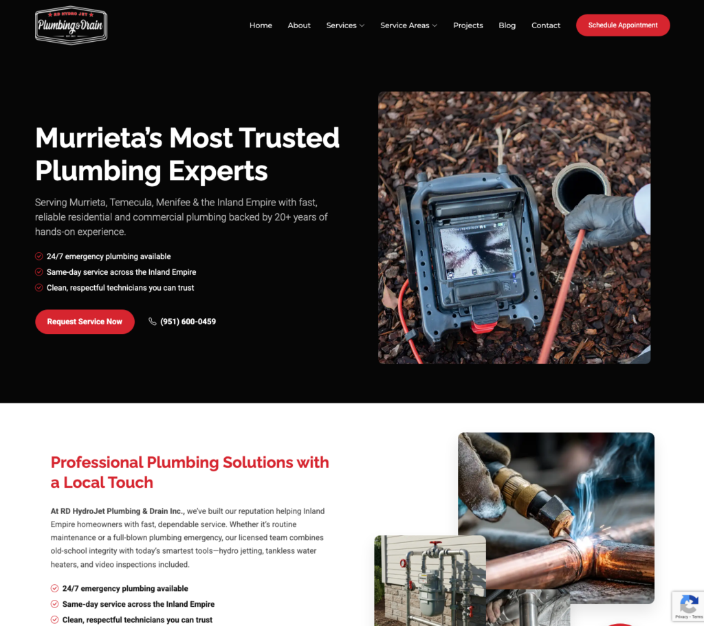 RD Hydrojet Plumbing & Drain website